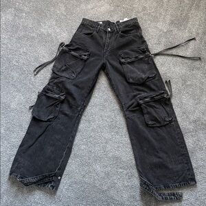Zara Men's Black Relaxed Cargo Jeans